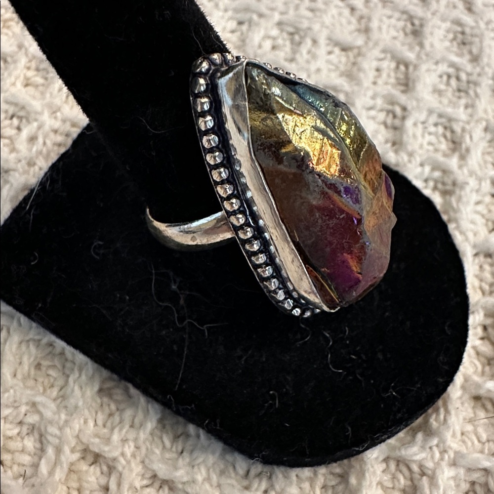 Titanium Druzy Sterling Overlay Ring - Picture 2 of 6